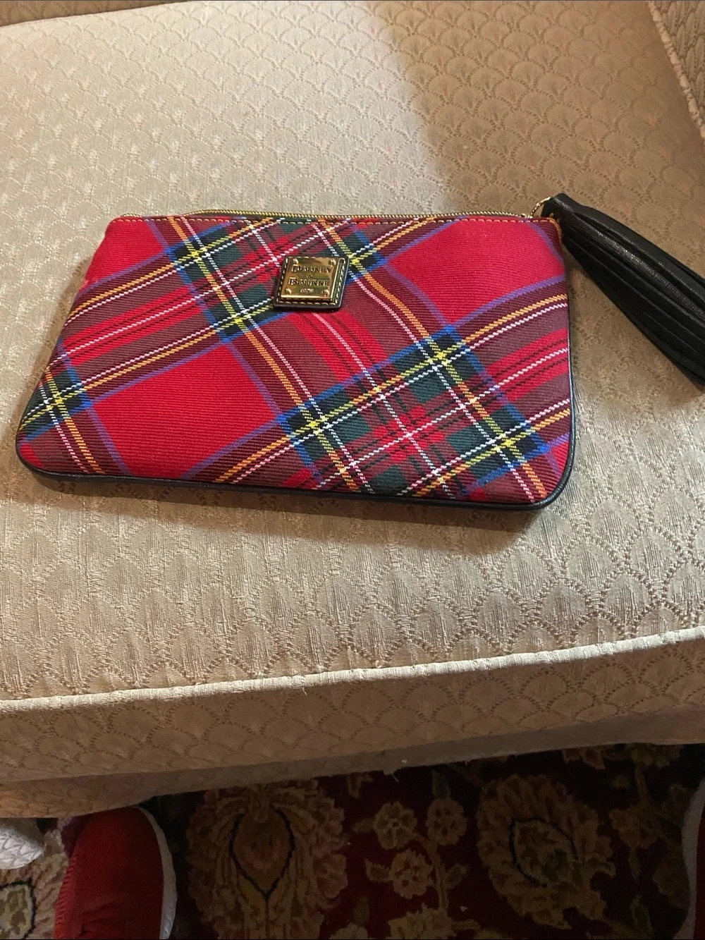 Dooney & Bourke Red Plaid Mini Tote and Wristlet Set
